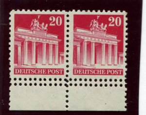 GERMANY BIZONE SCOTT 646  MICHEL 85 MNH BOTTOM MARGIN PAIR DOUBLE PERF AT BOTTOM