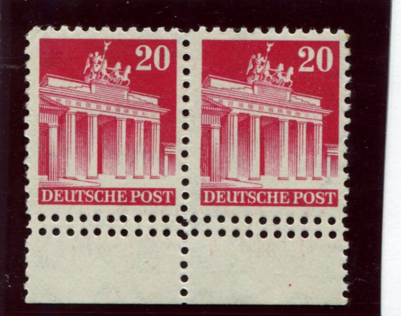 GERMANY BIZONE SCOTT 646  MICHEL 85 MNH BOTTOM MARGIN PAIR DOUBLE PERF AT BOTTOM