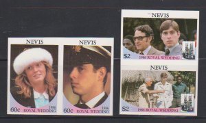 Nevis Scott # 498-499 MNH Imperf PAIRS Prince Andrew and Miss Ferguson Wedding