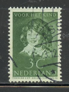 Netherlands Scott B99 Used HR - 1937 The Laughing Child Semi Postal - SCV $1.00