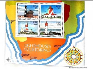 P) 1988 SOUTH AFRICA, LIGHTHOUSE VUURTORINGS STAMPS, MINISHEET, MNH