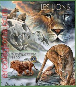 B1204 - BURUNDI - MISPERF ERROR Stamp Sheet - 2012 - Lions-