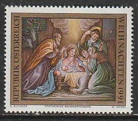 1991 Austria - Sc 1552 - MNH VF - 1 single - Birth of Christ, Baumgartenberg