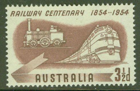 Australia Scott 275 MH* 1954 Locomotive stamp