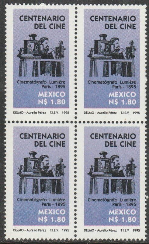 MEXICO 1947, Motion Pictures Centennial. MINT, NH. VF. BLOCK OF FOUR. (98)