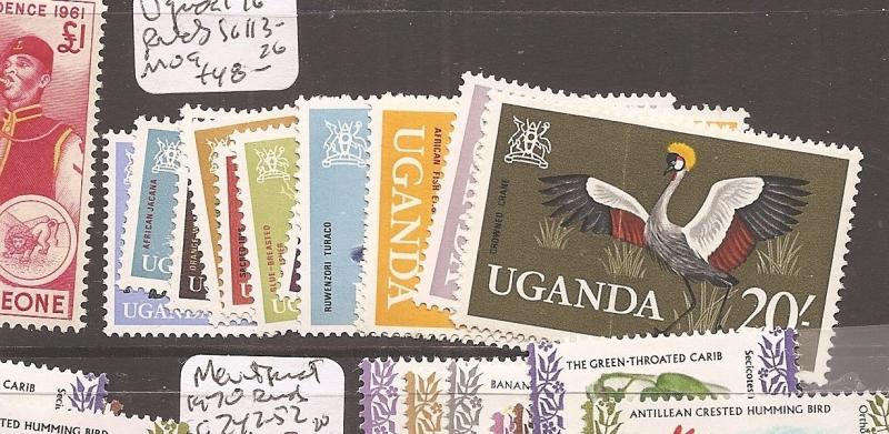 Uganda 1965 Birds SG 113-26 MOG (3dba)
