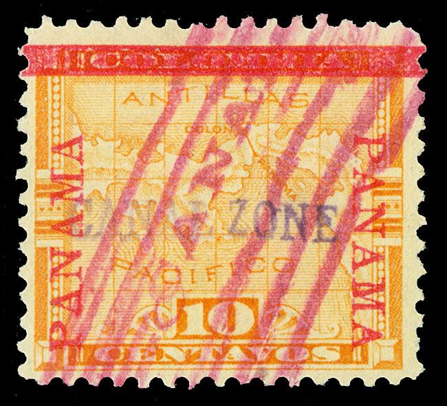 Canal Zone Scott 3 1904 10c PANAMA Reading Up/Down Issue Used F-VF Cat $230