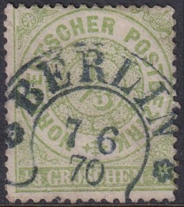 North German Confederation 1869 Sc 14 used blue Berlin horseshoe cancel