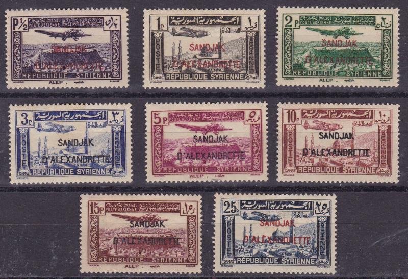 Alexandretta 1938 Airmails (8) C1-C8 Complete. French in Syria. VF/Mint/(*)