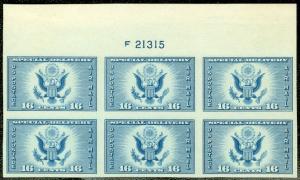 EDW1949SELL : USA 1935 Scott #771 Top Plate Block of 6. XF Mint no gum as issued