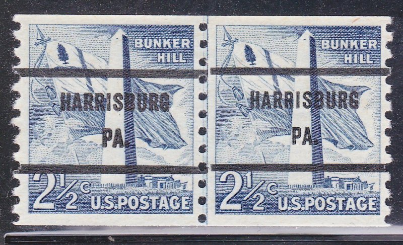 Precancel - Harrisburg, PA PSS 1056-71  Coil Line Gap Pair - No Gum