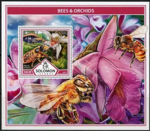 SOLOMON ISLANDS 2017 BEES & ORCHIDS  SOUVENIR SHEET MINT NEVER HINGED