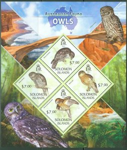 SOLOMON ISLANDS 2013 AUSTRALIAN FAUNA  OWLS  SHEET