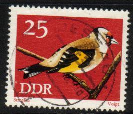 Bird, Goldfinch, DDR stamp SC#1457 Used