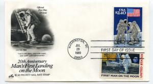 2419 $2.40 priority mail Moon Landing + C76 Artcraft FDC.