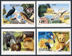 Senegal 976-979,MNH.Michel 1179-1182. National Parks 1992.Birds,Mammals,Snake,