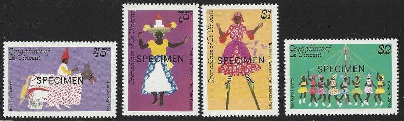 St. Vincent Grenadines #510-513 MNH SPECIMEN Ovpt Set of 4