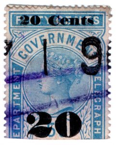 (I.B) Ceylon Telegraphs : 20c on 50c OP