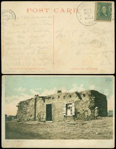 1908 EL PASO & LOS ANGELES RPO on AN OLD ADOBE HOUSE PPC -Birmingham AL, #300!