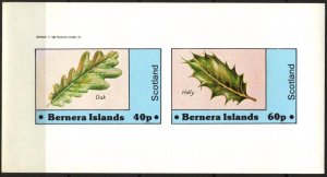 {B181} Bernera Scotland Trees Leaves Oak Holly Sh.2 Imperf. MNH Cinderella !!