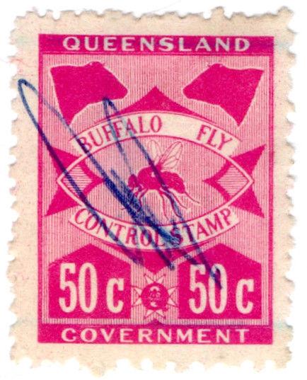 (I.B) Australia - Queensland Revenue : Buffalo Fly 50c