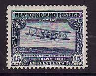 Newfoundland-Sc#156- id7-unused hinged 15c Plane-1928-