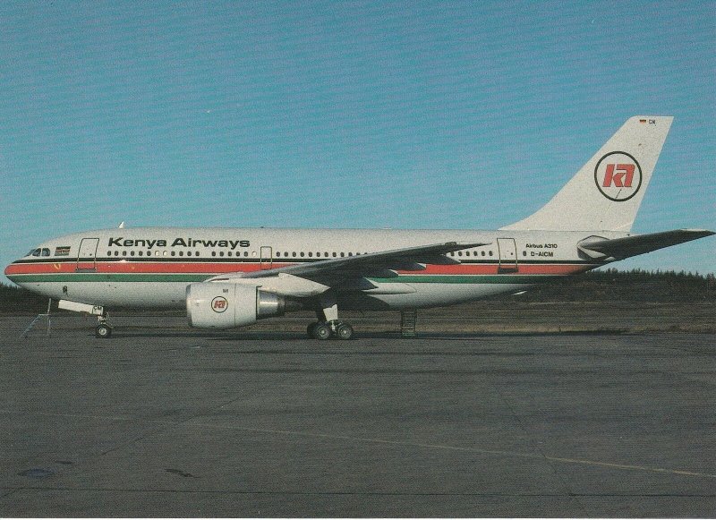 7925 Aviation Postcard  KENYA AIRWAYS AIRBUS A-310  Airlines