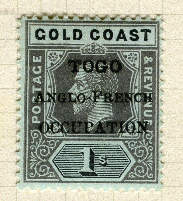 TOGO; 1916 early GV Optd. issue fine Mint hinged 1s. value, Shade