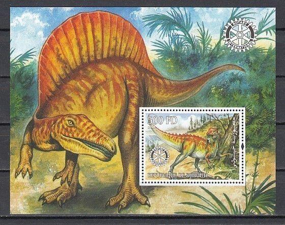 Djibouti, 2004 Cinderella Issue. Dinosaurs on a s/sheet. Rotary logo shown.