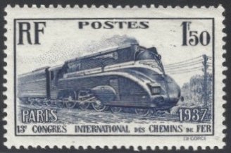 France #327-28 Trains (2) VF NH, (1937) 2021 Scott Cat. $ 16.40