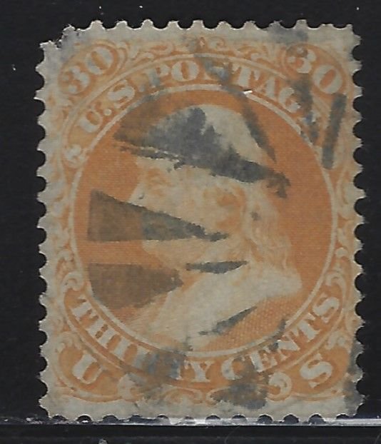 Scott # 71  Lot E264  30c Franklin  orange Fancy Cancel  Used