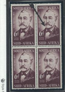 SOUTH AFRICA SC# 215 F-VF MNH 1955 B/4 w/scar on chin var...