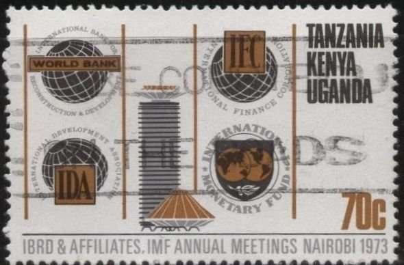 Kenya (KUT) 268 (used) 70c Int’l Monetary Fund, brn, gray & black (1973)