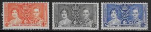 Straits Settlements Scott #'s 235 - 237 MH