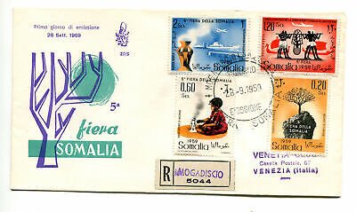 Somalia AFIS FDC Venetia 1959 5th Fair traveled Racc. For Italy