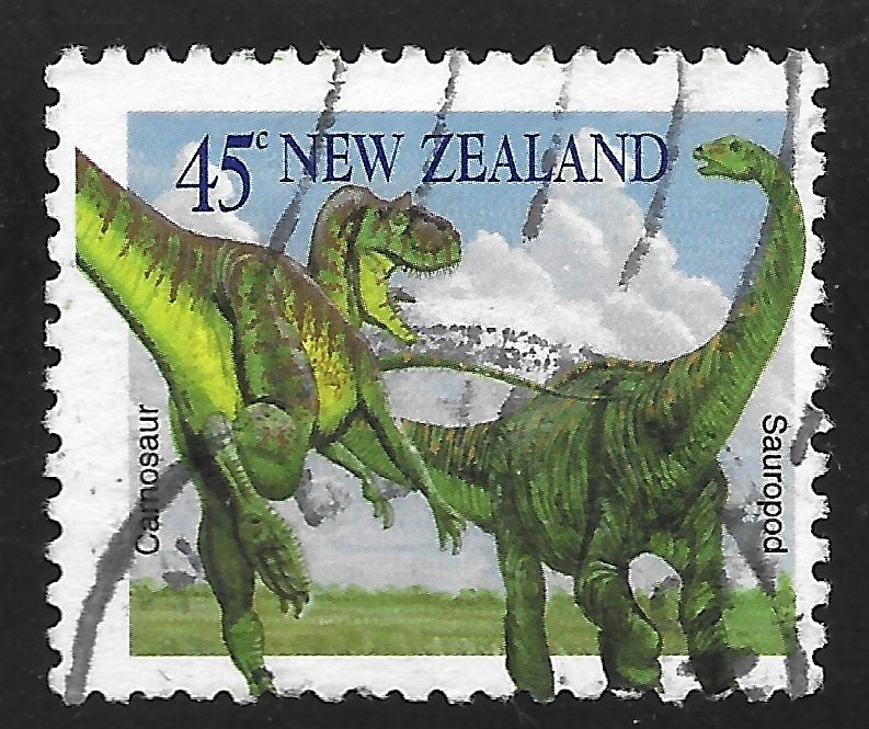 New Zealand #1185 45c Dinosaurs - Carnosaur, Sauropod ~ Used