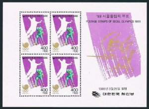 Korea South B32 sheet,MNH.Michel 1440Bl.511. Olympics Seoul-1988.Fencing.1986