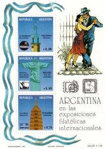 Argentina 1993 Sc# 1792 Tango Phil.Exhibitions Souvenir Sheet MNH