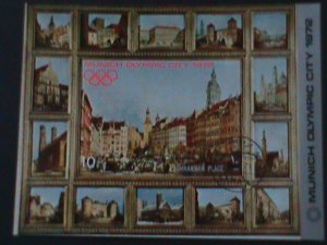 ​YEMEN-1972-MUNICH OLYMPIC CITY -1972 CTO- IMPERF-S/S VF-LAST ONE FANCY CANCEL