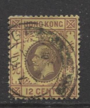 Hong Kong - Scott 115 - KGV- Definitive-1912- Used- Single 12c Stamp