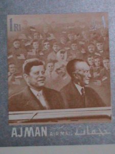 AJMAN-1964-SC#23-26 50TH ANNIV: BIRTHDAY-JOHN F. KENNEDY IMPERF: MNH S/S RARE
