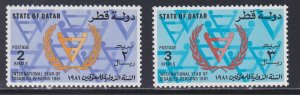 Qatar # 591-592, International Year of Disabled, Mint NH, 1/2 Cat.