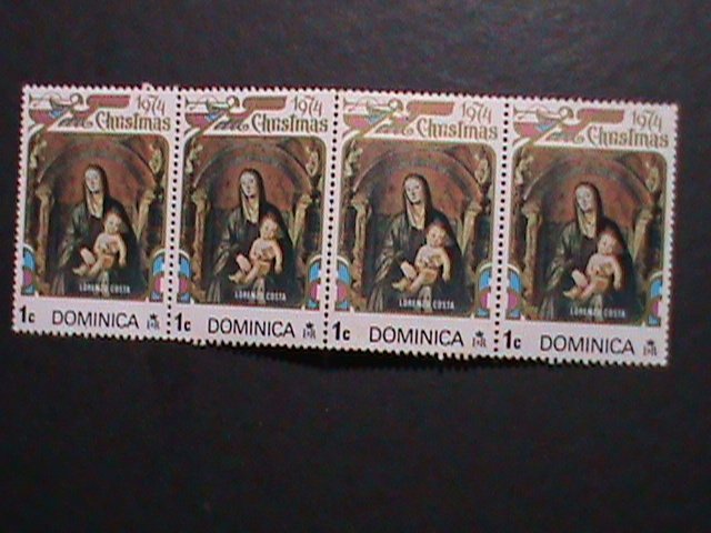 ​DOMINICA-1974 SC#412 PAINTING-VIRGIN $ THE CHILD MNH  STRIP VERY FINE