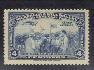 NICARAGUA SC# 239 MH 4c 1939 WILL ROGERS