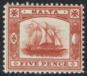 MALTA 1904 SHIP 5D WMK MULTI CROWN CA