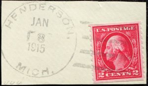 U.S. Used Stamp Scott #444 2c Washington, Superb (on piece). SOTN 1915 Cancel.