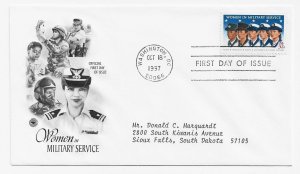 US 3174 32c Women in the Military single on FDC PCS Cachet ECV $7.00