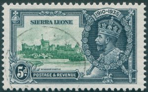 Sierra Leone 1935 5d green & indigo Jubilee SG183 used