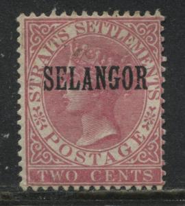 1886 Selangor overprinted on Straits Settlements 2 cents rose mint o.g.