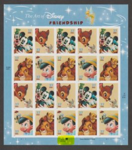 U.S. Scott #3865-3868 Disney Stamps - Mint NH Sheet - Highlighted UL Plate